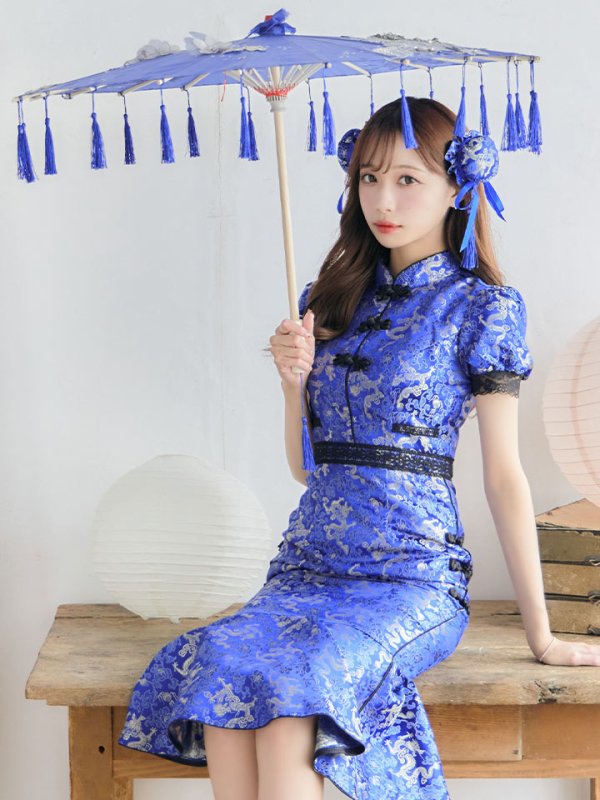 画像1: 【即日発送】マーメイドスカートチャイナドレスコスプレ【sugar nineハロウィン2点セット】【S-Lサイズ/1カラー】 (SE01YN)[YMT]