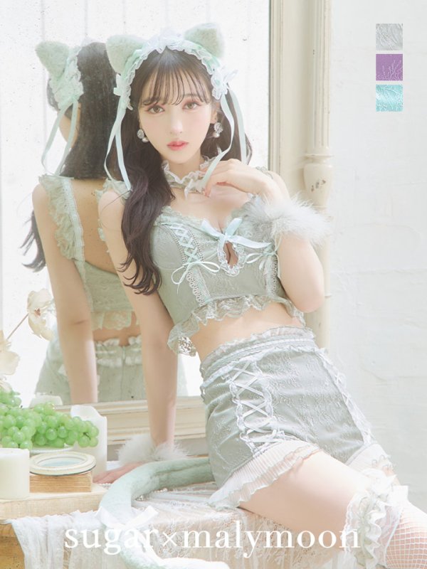 画像18: 門りょうちゃん着用【マリームーンコラボ】 セクシーレースキャット【ハロウィンコスプレ6点セット】【XS-L/7カラー】[OF01]