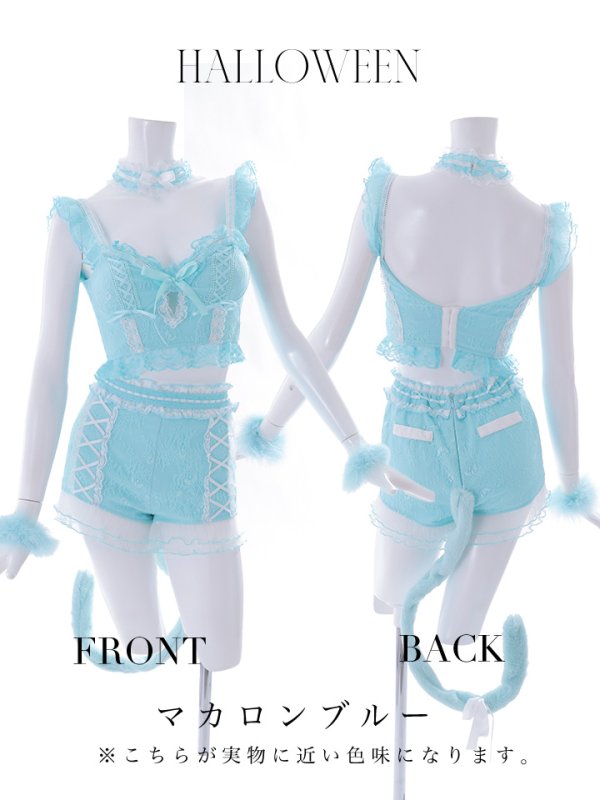 画像23: 門りょうちゃん着用【マリームーンコラボ】 セクシーレースキャット【ハロウィンコスプレ6点セット】【XS-L/7カラー】[OF01]