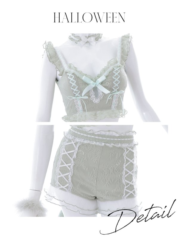 画像48: 【即日発送】【ハロウィン】【マリームーンコラボ】 セクシーレースキャットセットアップ【コスプレ6点セット】【XS-L/7カラー】[HC03]