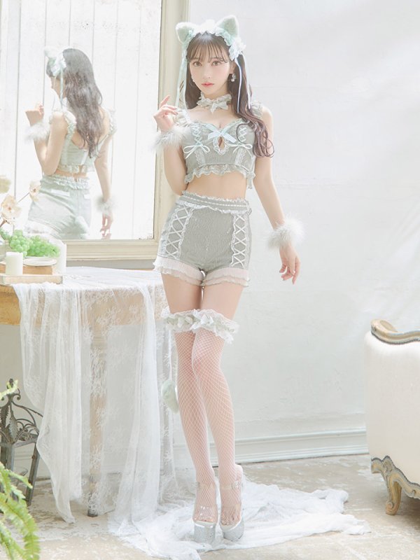 画像28: 【即日発送】【ハロウィン】【マリームーンコラボ】 セクシーレースキャットセットアップ【コスプレ6点セット】【XS-L/7カラー】[HC03]