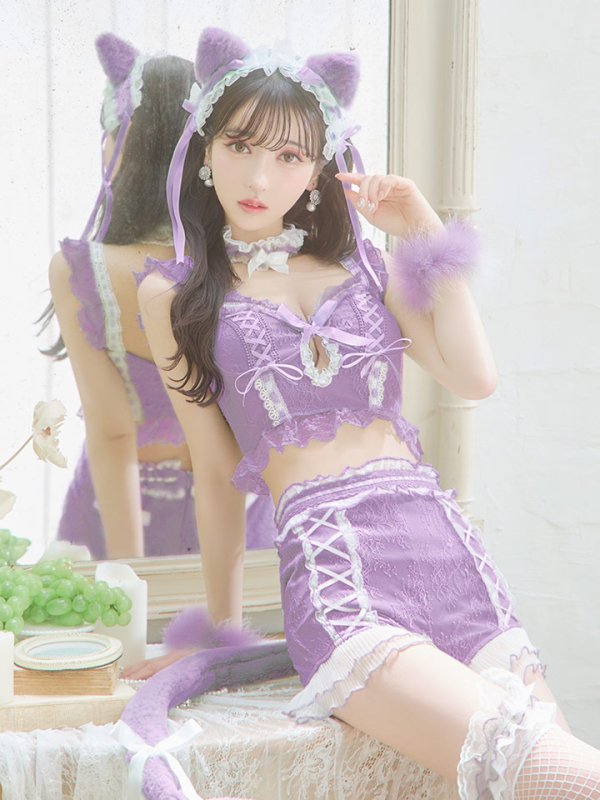 画像5: 【即日発送】【ハロウィン】【マリームーンコラボ】 セクシーレースキャットセットアップ【コスプレ6点セット】【XS-L/7カラー】[HC03]