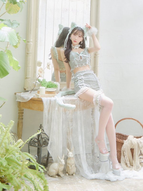 画像29: 【即日発送】【ハロウィン】【マリームーンコラボ】 セクシーレースキャットセットアップ【コスプレ6点セット】【XS-L/7カラー】[HC03]