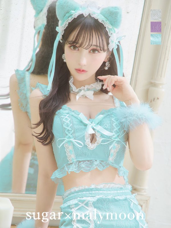 画像14: 門りょうちゃん着用【マリームーンコラボ】 セクシーレースキャット【ハロウィンコスプレ6点セット】【XS-L/7カラー】[OF01]