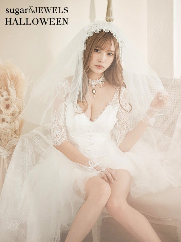 画像3: 【SALE!!】【即日発送】ショートイン花嫁ゾンビコスプレ/ブライドゾンビ【sugar nineハロウィン4点セット】【S-Lサイズ/1カラー】[HC03]