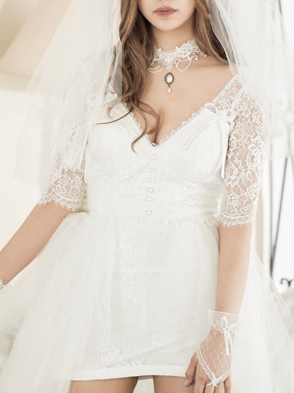 画像6: 【SALE!!】【即日発送】ショートイン花嫁ゾンビコスプレ/ブライドゾンビ【sugar nineハロウィン4点セット】【S-Lサイズ/1カラー】[HC03]