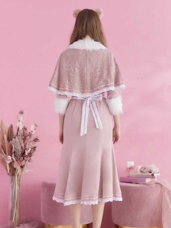 画像6: 【SALE!!】【即日発送】ファーポンチョ付きベアメイドコスプレ/ワンピースコスプレ【sugar nineハロウィン4点セット】【S-Lサイズ/1カラー】[OF01]