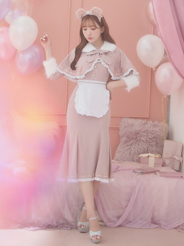 画像5: 【SALE!!】【即日発送】ファーポンチョ付きベアメイドコスプレ/ワンピースコスプレ【sugar nineハロウィン4点セット】【S-Lサイズ/1カラー】[OF01]