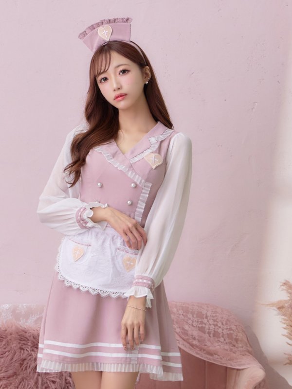 画像21: 【即日発送】ナースコスプレ/ワンピースコスプレ/Aライン/フレアスカート【sugar nineハロウィン3点セット】【S-Lサイズ/1カラー】(SU220155)[OF01]