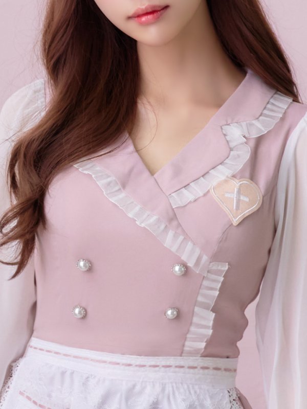 画像8: 【即日発送】ナースコスプレ/ワンピースコスプレ/Aライン/フレアスカート【sugar nineハロウィン3点セット】【S-Lサイズ/1カラー】(SU220155)[HC03]