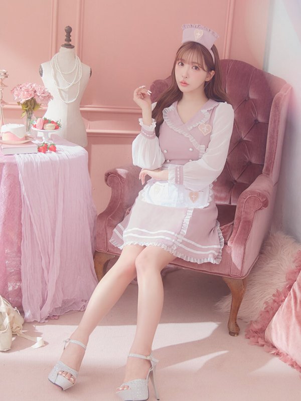 画像14: 【即日発送】ナースコスプレ/ワンピースコスプレ/Aライン/フレアスカート【sugar nineハロウィン3点セット】【S-Lサイズ/1カラー】(SU220155)[OF01]