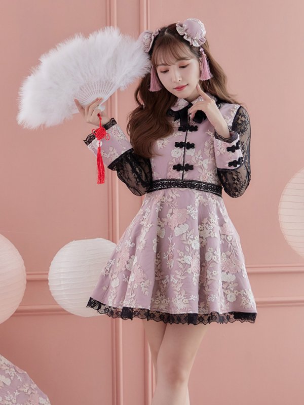 画像12: 【即日発送】Aライン/フレアスカートチャイナコスプレ【sugar nineハロウィン3点セット】【S-Mサイズ/2カラー】[OF01]