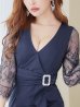 画像5: SALE!カシュクールドレープドレス/ワンカラー/ロングスリーブ/レース/谷間見せ/背中隠し/ロングドレス/キャバドレス 【S-Lサイズ/2カラー】[HC03] 【TN】