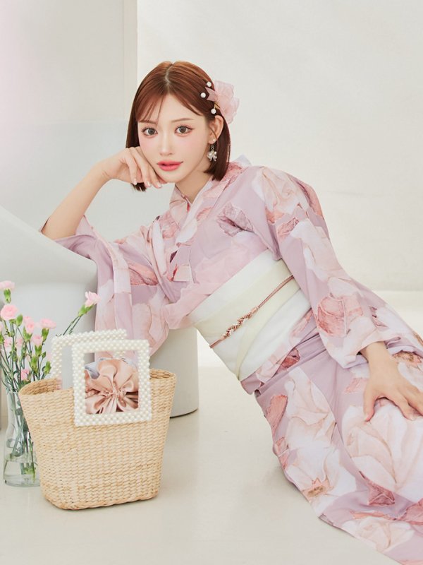 画像1: 【即日発送】【浴衣】 大人スウィートフラワー 薔薇 バラ ローズ 浴衣 OBI-hira-100-ok-15-WxW / HIMO-900-yn-8-P / HEKO-800-sb-4-P / YA-1071-kn-P / GETA-02-ok-5-P  [YMT]
