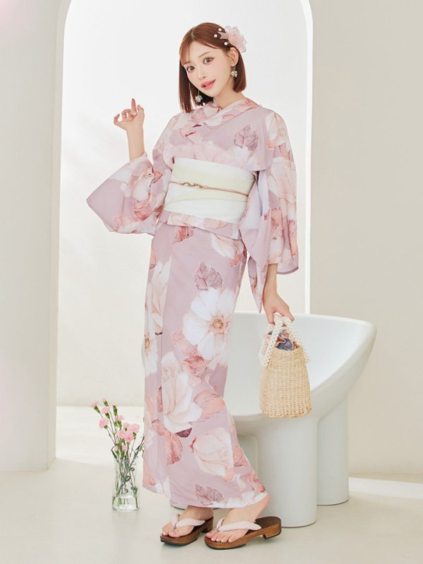 画像3: 【即日発送】【浴衣】 大人スウィートフラワー 薔薇 バラ ローズ 浴衣  【浴衣３点セット 浴衣/帯/下駄】[YMT]