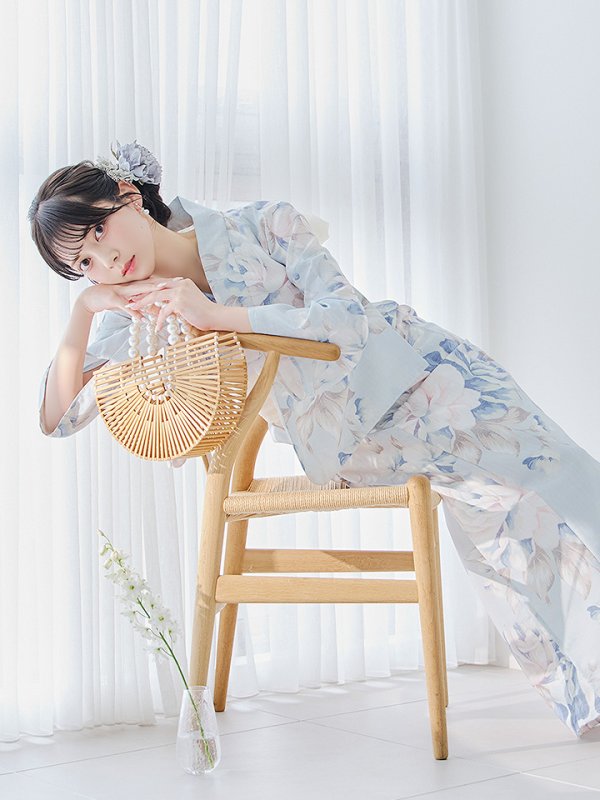 画像15: 【即日発送】クラシカルローズブルー浴衣  【浴衣３点セット 浴衣/帯/下駄】[YMT]