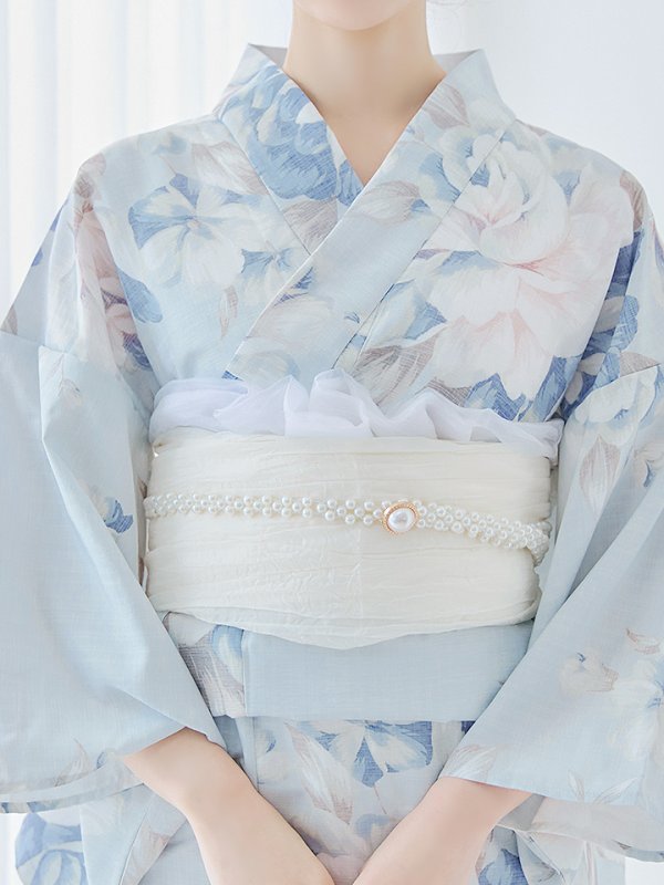 画像19: 【即日発送】クラシカルローズブルー浴衣  【浴衣３点セット 浴衣/帯/下駄】[YMT]