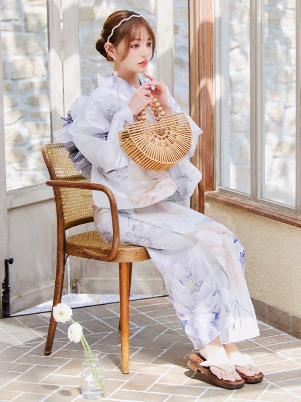 画像10: 【即日発送】シャーベットフラワー牡丹浴衣【浴衣３点セット 浴衣/帯/下駄】[YMT]