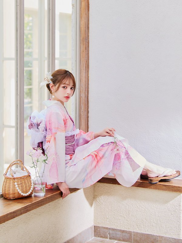 画像12: 【即日発送】ニュアンスピンク金魚浴衣【浴衣３点セット 浴衣/帯/下駄】[YMT]