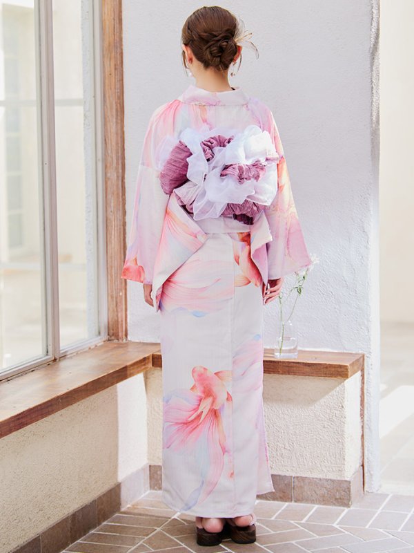 画像17: 【即日発送】ニュアンスピンク金魚浴衣【浴衣３点セット 浴衣/帯/下駄】[YMT]