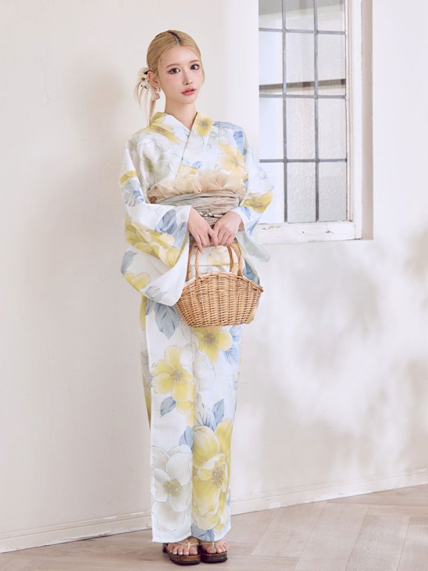 画像8: ヘルシー油彩牡丹浴衣  【浴衣３点セット 浴衣/帯/下駄】[YMT]
