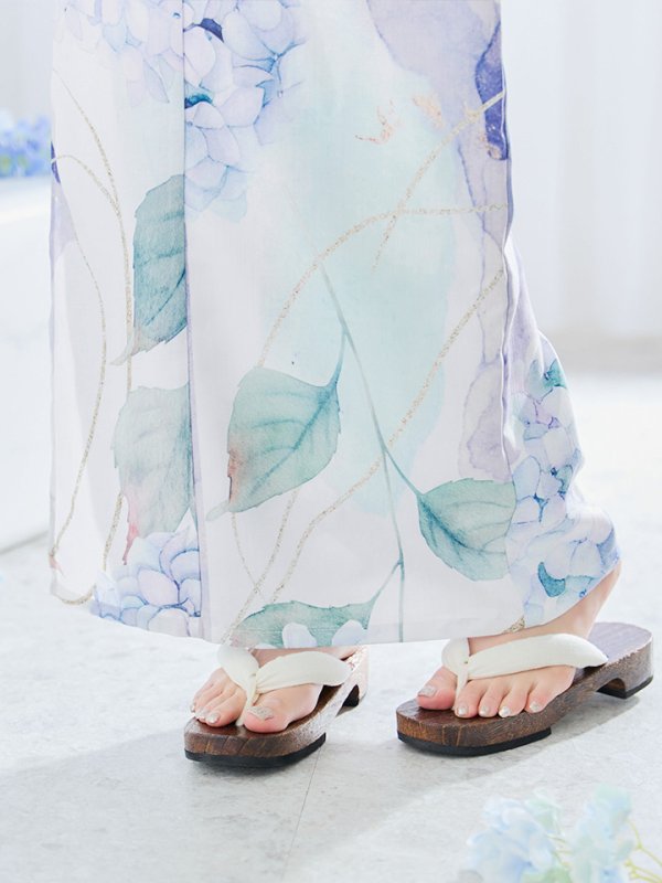画像19: 【即日発送】シャーベット水彩紫陽花浴衣  【浴衣３点セット 浴衣/帯/下駄】[OF04]