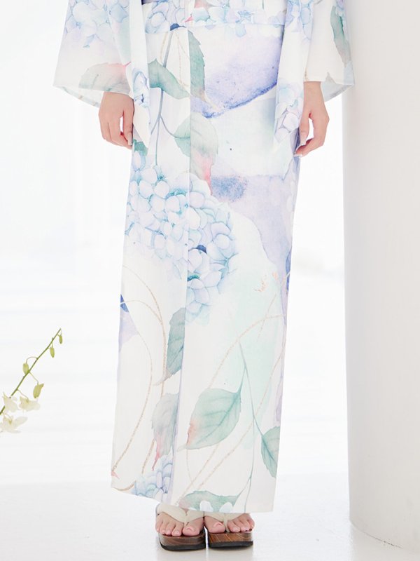 画像20: 【即日発送】シャーベット水彩紫陽花浴衣【浴衣３点セット 浴衣/帯/下駄】[OF04]