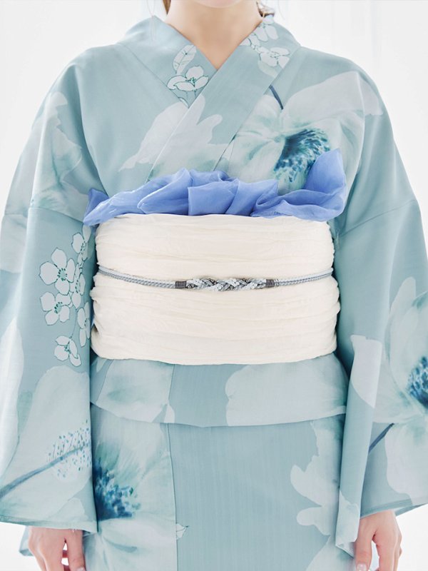 画像14: 【即日発送】ブルーホワイトフラワー柄浴衣  【浴衣３点セット 浴衣/帯/下駄】[YMT]