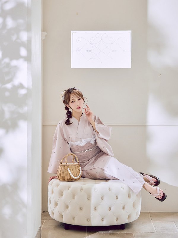 画像8: アーガイルビジュー浴衣  【浴衣３点セット 浴衣/帯/下駄】[YMT]