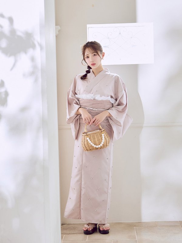 画像9: アーガイルビジュー浴衣  【浴衣３点セット 浴衣/帯/下駄】[YMT]