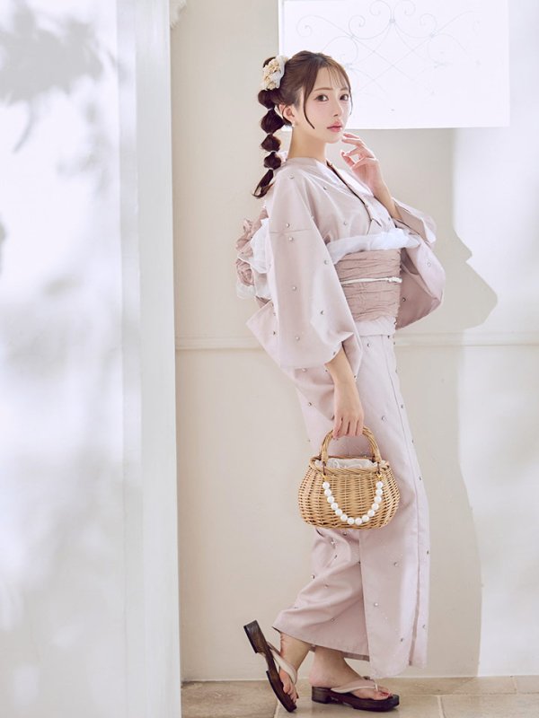 画像11: アーガイルビジュー浴衣  【浴衣３点セット 浴衣/帯/下駄】[YMT]