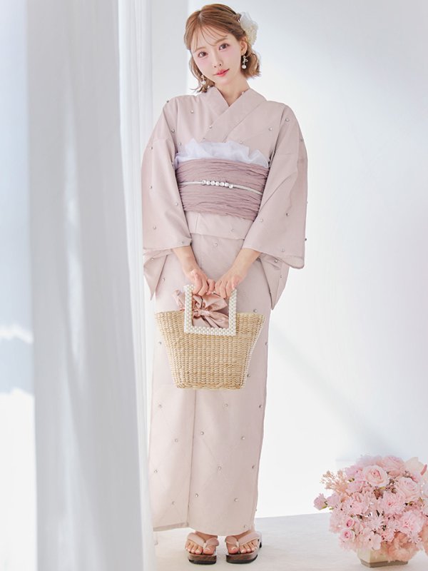 画像11: 【即日発送】アーガイルビジュー浴衣  【浴衣３点セット 浴衣/帯/下駄】[YMT]