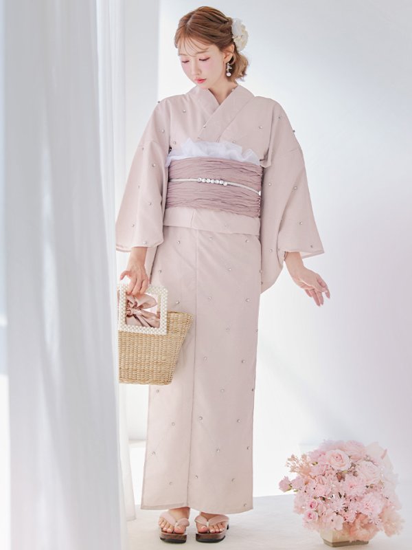 画像5: 【即日発送】アーガイルビジュー浴衣  【浴衣３点セット 浴衣/帯/下駄】[YMT]