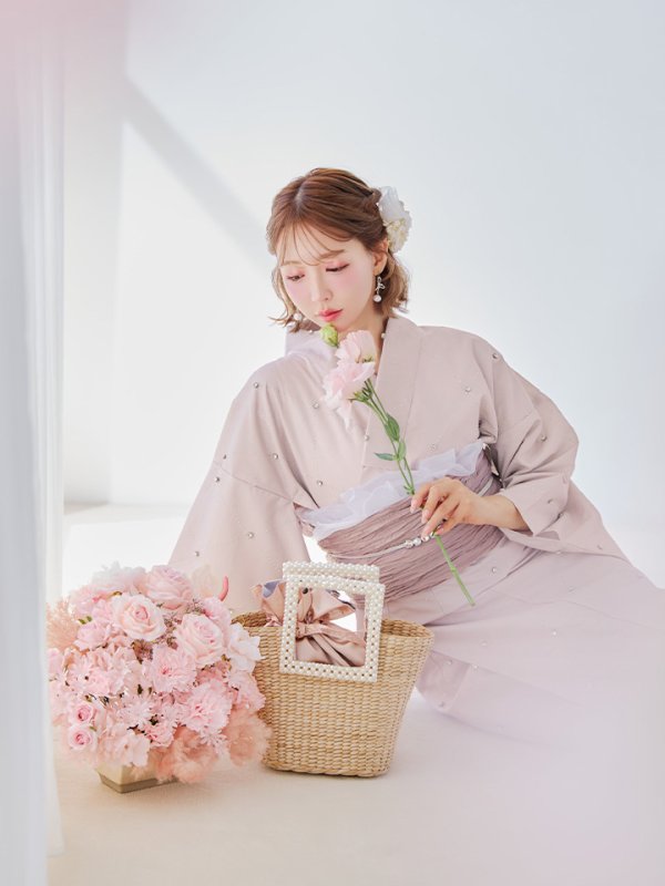 画像6: 【即日発送】アーガイルビジュー浴衣  【浴衣３点セット 浴衣/帯/下駄】[YMT]