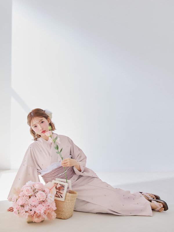 画像8: 【即日発送】アーガイルビジュー浴衣  【浴衣３点セット 浴衣/帯/下駄】[YMT]