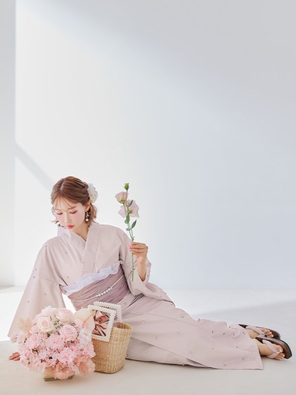 画像9: 【即日発送】アーガイルビジュー浴衣  【浴衣３点セット 浴衣/帯/下駄】[YMT]