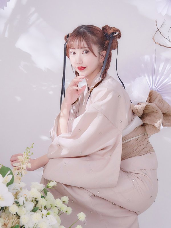 画像3: 【即日発送】アーガイルビジュー浴衣【浴衣３点セット 浴衣/帯/下駄】[YMT]