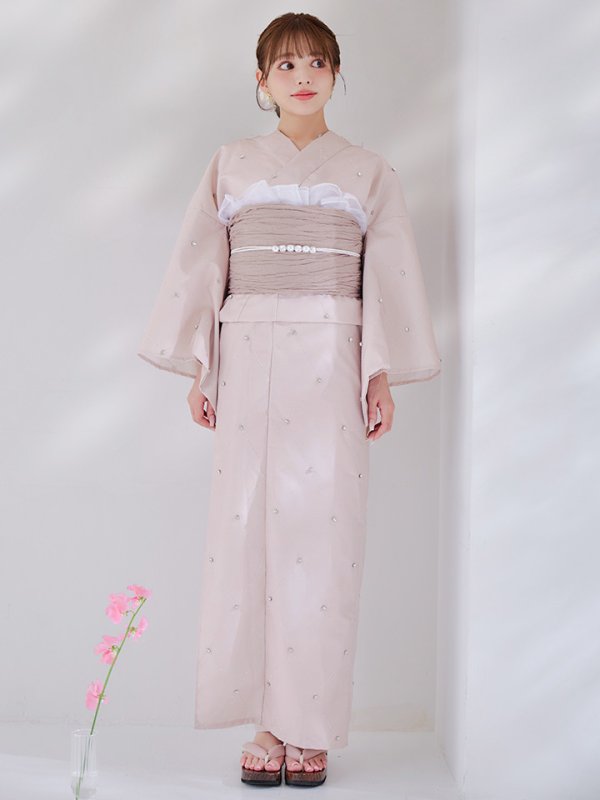 画像5: 【即日発送】アーガイルビジュー浴衣  【浴衣３点セット 浴衣/帯/下駄】[YMT]