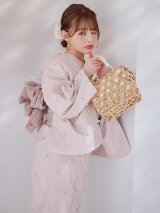 アーガイルビジュー浴衣  【浴衣３点セット 浴衣/帯/下駄】OBI-siwa-204-wk-14-DusP / HIMO-906-yn-PEARL / HEKO-800-sb-5-W / YA-1075-kn-BE / GETA-01-kj-7-P/ [YMT]