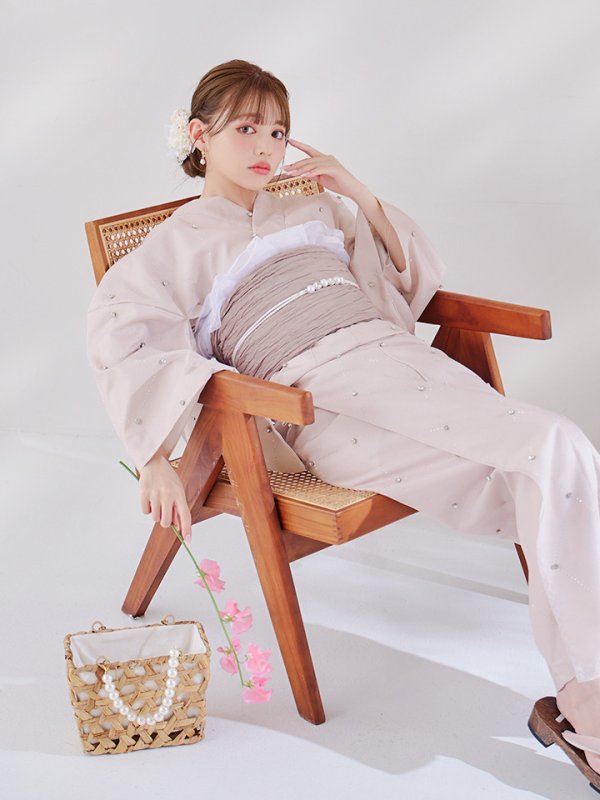 画像6: 【即日発送】アーガイルビジュー浴衣  【浴衣３点セット 浴衣/帯/下駄】[YMT]