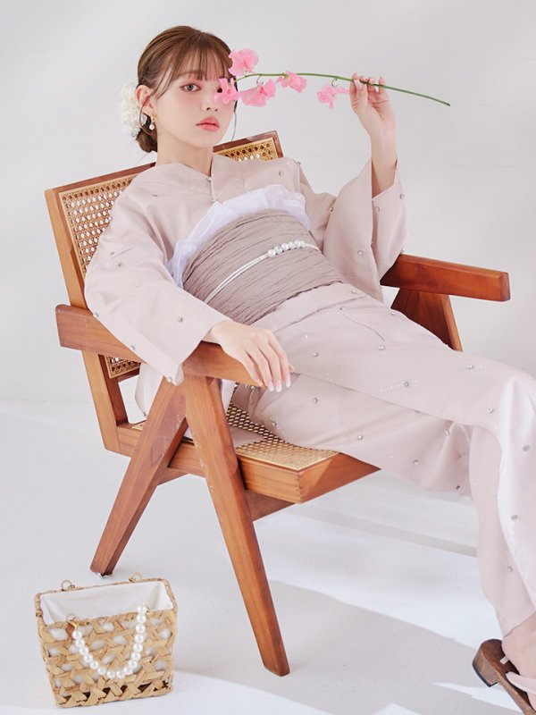 画像8: 【即日発送】アーガイルビジュー浴衣  【浴衣３点セット 浴衣/帯/下駄】[YMT]