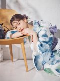 【予約 / 5月中旬発送予定】水彩朝顔柄浴衣 OBI-g-500-kj-9-NV / HIMO-900-yn-3-GYxGD / HEKO-800-sb-5-W / YA-74-kn-MVPL / GETA-01-kj-2-BL/ [y/OF01]