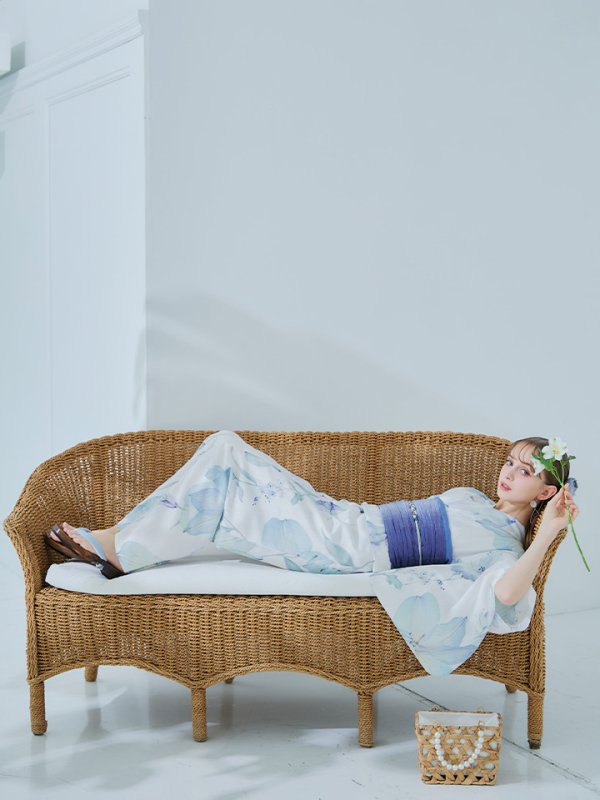 画像16: 【即日発送】【浴衣セール！】水彩百合ナチュラルブルー浴衣【浴衣３点セット 浴衣/帯/下駄】[YMT]