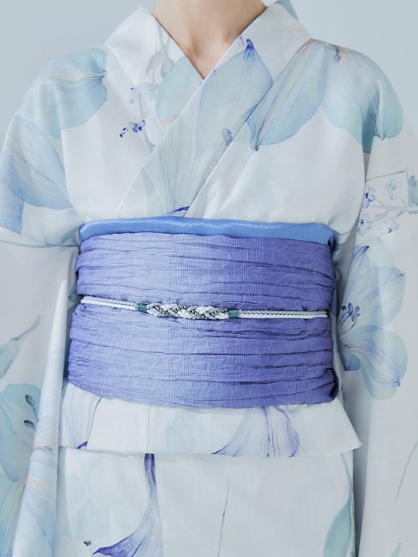 画像19: 【即日発送】【浴衣セール！】水彩百合ナチュラルブルー浴衣【浴衣３点セット 浴衣/帯/下駄】[YMT]