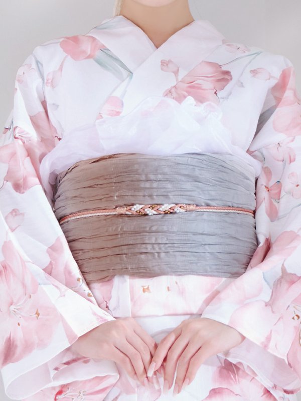 画像15: 【即日発送】ニュアンスピンク水彩朝顔浴衣 【浴衣3点セット 浴衣/帯/下駄】[YMT]