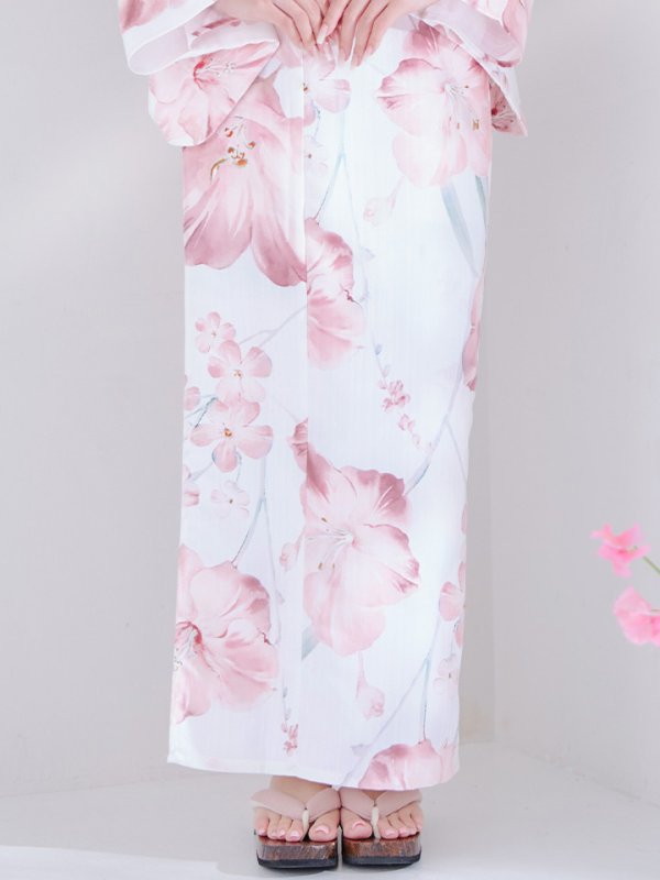 画像16: 【即日発送】ニュアンスピンク水彩朝顔浴衣 【浴衣3点セット 浴衣/帯/下駄】[YMT]