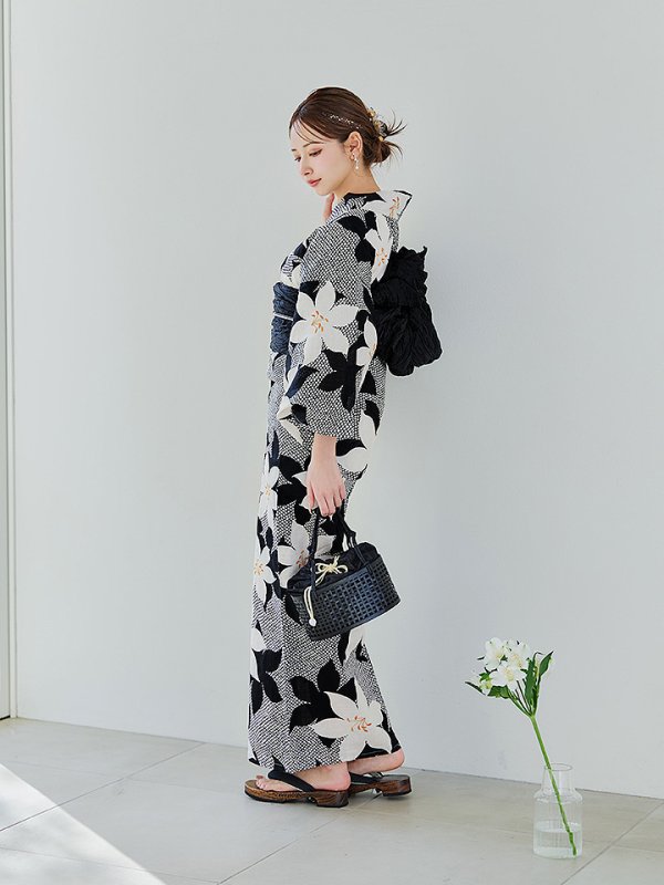 画像10: 【即日発送】白百合鹿子模様浴衣【浴衣３点セット 浴衣/帯/下駄】 [OF04]