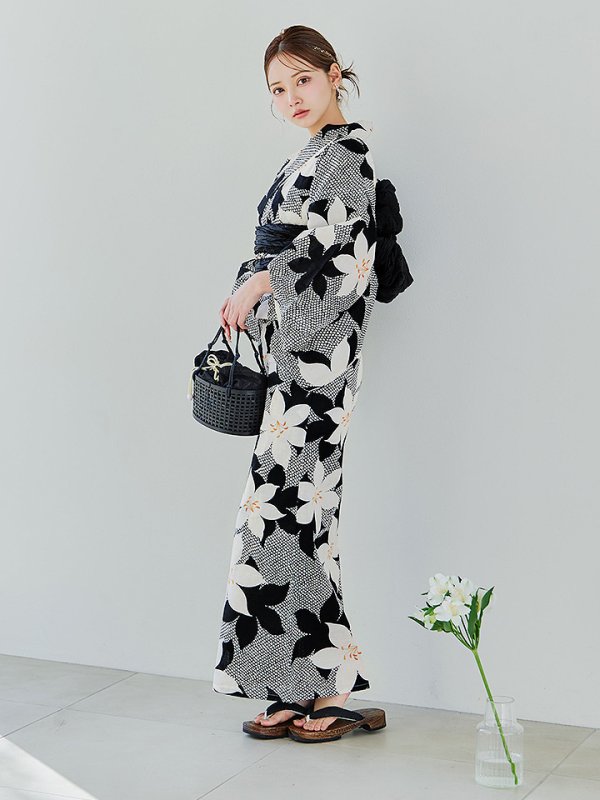 画像12: 【即日発送】白百合鹿子模様浴衣【浴衣３点セット 浴衣/帯/下駄】 [OF04]