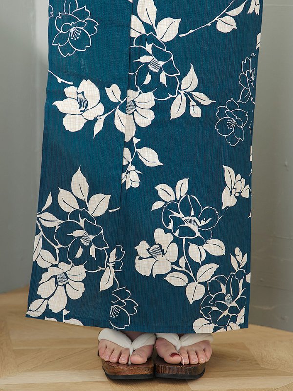 画像19: 【即日発送】藍色椿桜柄浴衣  【浴衣３点セット 浴衣/帯/下駄】[YMT]