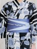 画像19: 濃淡碧向日葵ストライプ浴衣 【浴衣３点セット 浴衣/帯/下駄】OBI-hira-100-ok-4-DusBL / HIMO-900-yn-4-GYxGY / YA-953-kn-BL / GETA-01-kj-1-B/ [y/OF01]